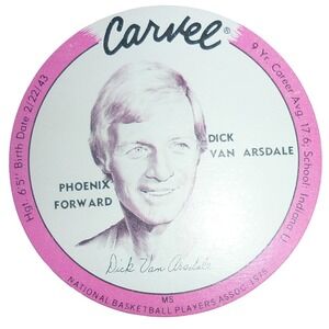1975-76 Carvel Ice Cream NBA Basketball Disc Dick Van Arsdale‎ Phoenix Suns Pink